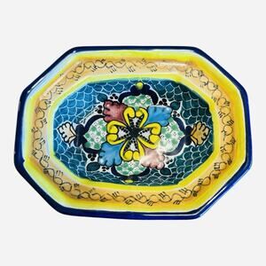 Hernandez Talavera Pue Mexico Pottery Rectangular Soap/Trinket Dish Signed EUC